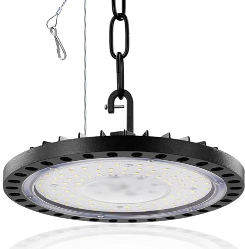 Bellanny LED Strahler 100W 10000LM UFO LED Industrielampe, 6500K Hallenstrahler LED - IP65 Wasserdicht LED Werkstatt Deckenleuchte, Kronleuchter für Fabriken Patio mit 1.5mKabel/ Kette+Sicherungsseil
