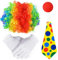 4 Stück Clown Kostüm Set,Clown Kostüm Accessoire,Clown Verkleiden Regenbogen Clown Lockenperücke Clown Nase Handschuhe Bunte Krawatte für Herren Damen Karneval Fasching Cosplay Halloween Kostümzubehör