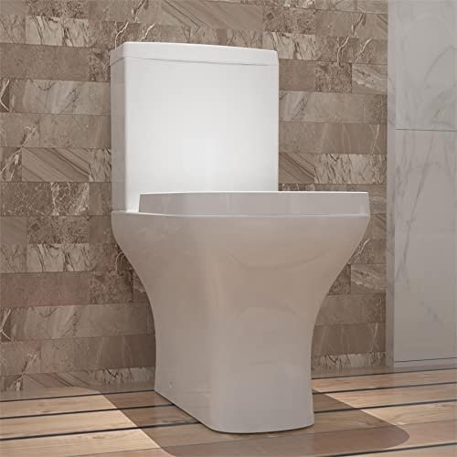 Huibathroom Square Toilet Close Coupled Soft Close Seat Cistern Modern Bathroom WC Pan