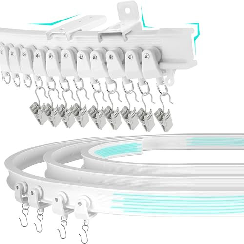 Dikots 5 Meter Flexible Curtain rail track - Heavy duty curtain track for Bay windows, Rooms, Divider, RV and shower curtain rail track - ceiling curtain track and fittings - bay window curtain rail