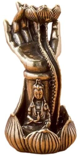 Feng Shui Lotus sur Bouddha Main Figurine Brûleur d'encens à Reflux Cascade Porte-encens à Reflux pour la Maison, Le Bureau, Le Yoga, l'aromathérapie