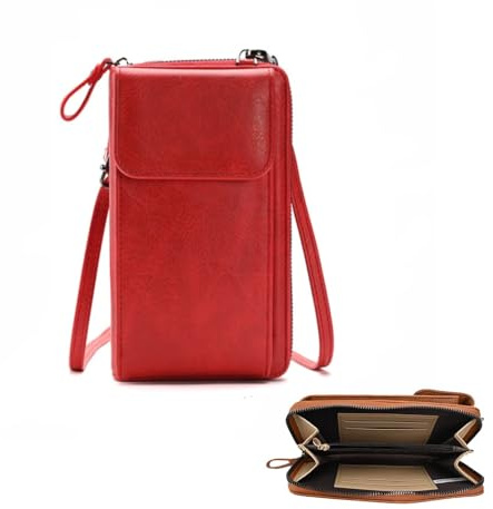 LTLSZRN PU Leder Geldbörse, Handytasche zum Umhängen,Handy Umhängetasche,Geldbörse Brieftasche, Kleine Umhängetasche mit Kopfhörer Eingang, Crossbody Schultertasche
