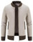 KUDMOL Herren Strickjacke Baseball-Kragen Gestrickt Langarm Voller Reißverschluss Herren Cardigan(Beige,L)