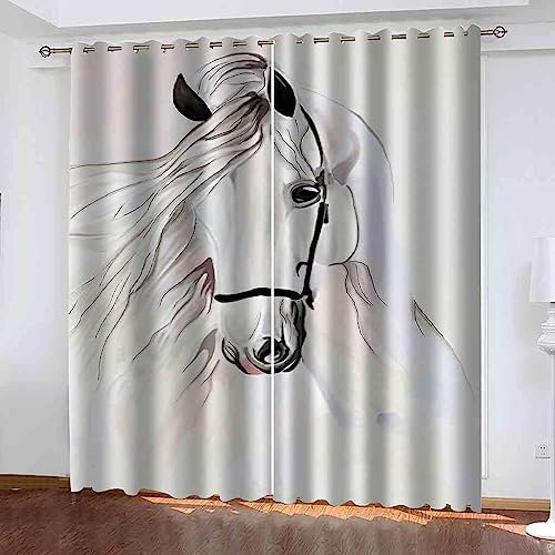 Vorhang Blickdicht Schlaufenschal Tierisches Pferd 2 Stücke 2 X 110 X 215 Cm Verdunkelungsvorhang Schlaufen Gardinen Für Wohnzimmer Schlafzimmer Kinderzimmer Verdunklungsvorhänge -9X6H3Z5J7N0T5G0I6I6F