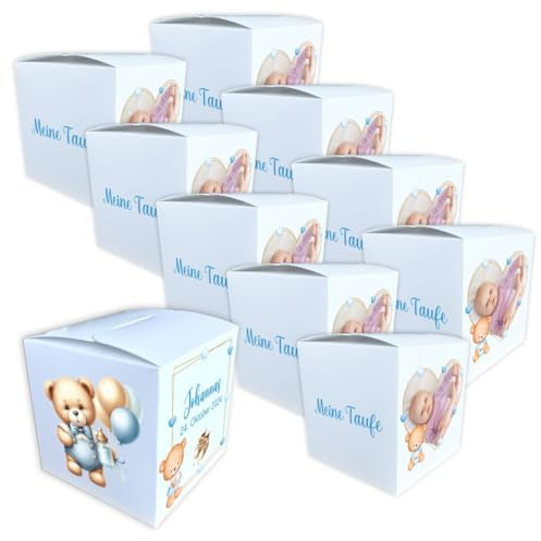 Personalisierte Papierschachteln aus Karton mit Wunschtext, Wunschname und Foto – Dekorations- & Präsentationsartikel, nicht lebensmitteltauglich (Set mit 8 Stück) - Bärchen