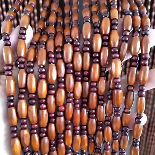 Eiauiuo Beaded Curtain With Wood Grain Design, 51 Strips, Decorative Door & Room Divider Curtain For Living Room, Bedroom, Balcony & Patio – Fly Screen For Door & Window(Teakholzfarbe,100x210cm(WxH))