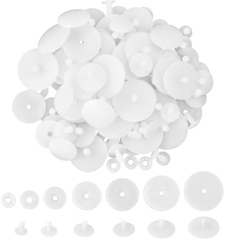 Dokeno 42 Sätze Weiß Kunststoff Puppe Gelenke 15mm bis 45mm Weiße Puppengelenke Kunststoff Teddygelenke für DIY-Bastelarbeiten Zubehör Für Teddybären