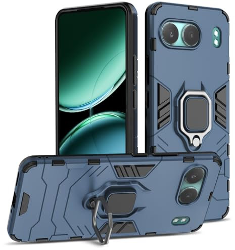 Btstring Hülle kompatibel mit Oneplus Nord 4, Militär Standard Stoßfest Handyhülle Case Hybrid Metall Ring Halter Schutzhülle Handy Hüllen Cover -Blau
