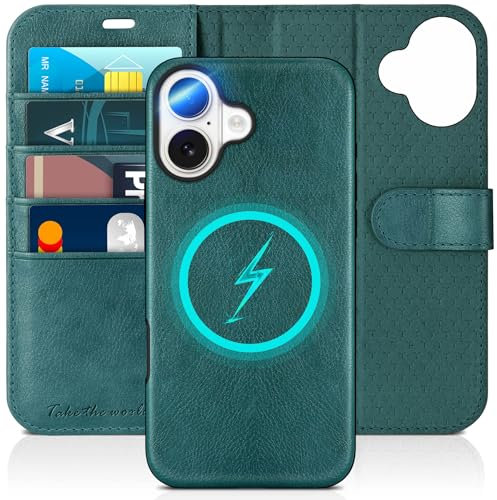 TUCCH Case for iPhone 16 Plus (6.7) 2024, 2 in 1 Detachable PU Leather Wallet Case with[RFID Blocking][Wireless Charging][Card Holder][Kickstand] Removable Magnetic Shockproof Folio, Teal Blue