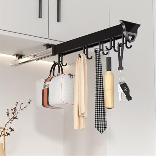 YUZDNM Support De Balai Et De Serpillère Extractible, Organisation Et Rangement De La Buanderie, Organisateur De Rangement Coulissant pour Placard, Crochets D'organisation du Garage(10.23in-8 Hook)