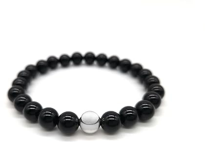 Nahle | Naturstein mit 925 Silberperle Armband | Naturstein Stretch- Armband | handgemachtes Perlenarmband | mit edler Schmuckschachtel