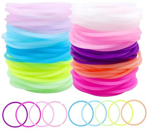 Jelly-Armbänder, 120 Stück, bunte Leuchtarmbänder, dehnbares Silikonarmband, im Dunkeln leuchtende Armbänder im Stil der 80er für Neon-Partygeschenke, im Dunkeln leuchtende Armbänder, Silikonarmband,