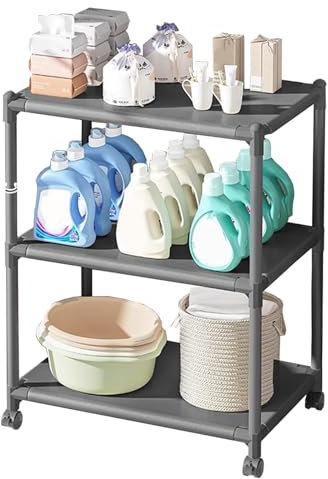 Moderner grauer Badezimmer-Schrank mit mehrschichtigen Ablagen für platzsparende Inneneinrichtung