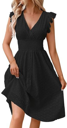 Robe Femme Chic Et Elegant Robe Sexy Chic Vetement Ete Tenues Élégante Plage Robe Boheme Chic Robe De Plage Robe Courte Grande Taille Et Ventes Flash Black L
