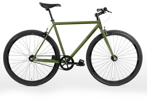FabricBike Original - Single Speed Fixie Bike, 28 Zoll, Fixed Gear, Singlespeed Fahrrad Retro, Fixie-Räder, Hi-Ten Stahlrahmen, 10,45 kg (Größe M). (Cayman Green, S-49cm)