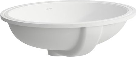 Laufen Savoy lavabo encastrado, instalación desde abajo, sin agujero para grifo, con rebosadero, parte inferior acristalada, oval, 500x416mm, H8189437571551, Color: blanco mate