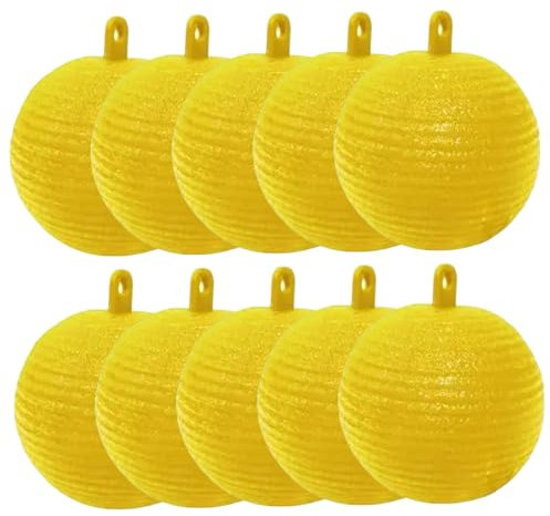 10pcs Pièges de Mouche de Fruits Suspendus 3 Pouces Traps à Boules Collants Jaunes pour moucherons Plante, Insectes Volants, Receveur moucherons pour Jardin extérieur intérieur, Tueur m