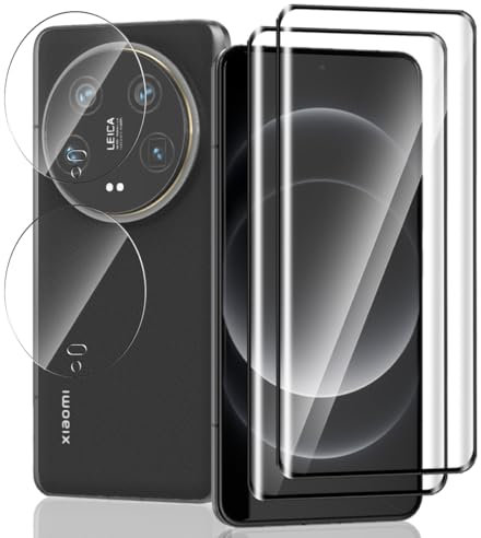 Jaavkkma 2 Pièces Verre Trempé pour Xiaomi 14 Ultra Protection D'écran + 2 Pièces Protecteur Caméra, Dureté 9H/Sans Bulles, Protection Écran pour Xiaomi 14 Ultra - HD Vitre Trempé