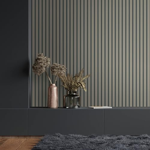 marburg Tapete Holzoptik Beige, Grau Akkustikpaneele 3D Effekt Vliestapete Wohnzimmer Schlafzimmer 10,05 x 0,53m Made in Germany (Packung mit 6)