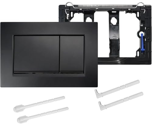Plaque de déclenchement avec déclencheur de rinçage, plaque de déclenchement WC compatible avec Geberit Sigma 30, plastique ABS pour plus de durabilité et de durabilité, installation facile (noir)