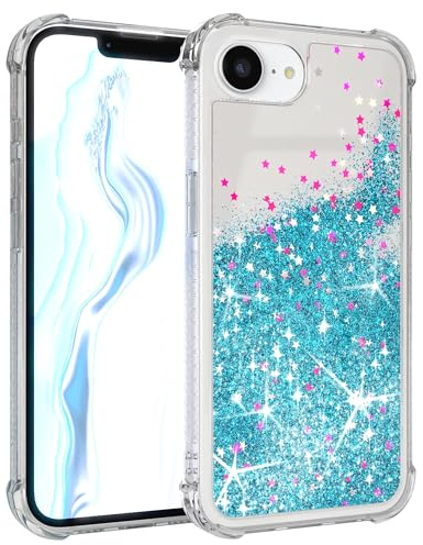 EAZY CASE - Glitzer Hülle - kompatibel mit iPhone 16e Handyhülle für iPhone 16e Hülle Silikon leichtes Shiny Cover stoßfestes Phone Case als Fallschutz in Liquid - Blau