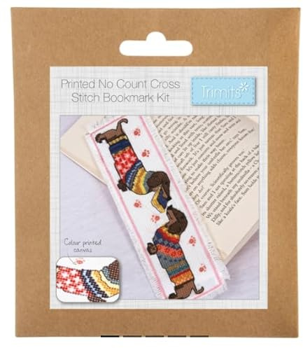 Trimits Dachshund in Jumper Bookmark Cross Stitch Kit