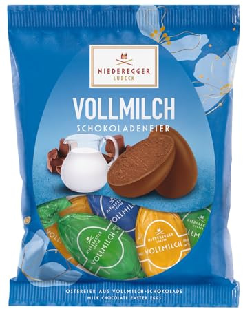 Niederegger | Vollmilch-Schokoladeneier | 1x 87g | Vollmilch-Schokoladeneier im Beutel | Osterpräsent | Ostereier | Schokoeier