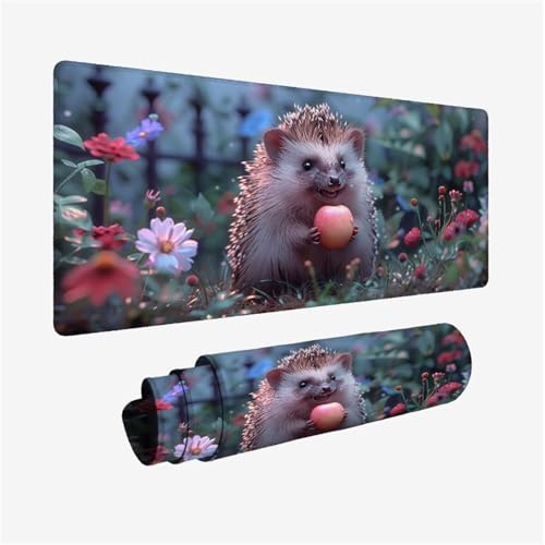 Mauspad XXL 1200x600, Schreibtischunterlage Tier Mousepad Igel Mauspad Gaming Wasserdichter, Desk Mat mit Genähten Kanten, Mouse Pad mit Rutschfester Gummiunterseite, Büro Zubehör, Geschenk H2-579