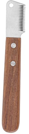 Fafeims Couteau à Déjections Canines, Outil de Toilettage Professionnel en Acier Inoxydable avec Manche en Bois – Couteau à Plumer pour Chiens et Chats à Poil épais