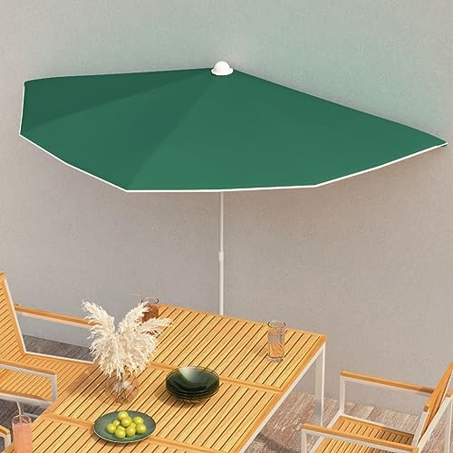 INLIFE Demi-Parasol de Jardin avec mat 180x90 cm Rouge Bordeaux