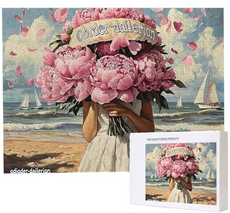 Jigsaw Puzzles für Erwachsene 1000 Teile, Herausforderndes Rätsel, Clevere Rätsel, Puzzlespiele für Die Ganze Familie, Geschenke für Frauen, Geschenke für Männer, Thema: (Frau Peony Blumen) n-664