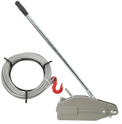 TABODD Seilzug bis 800 kg Seilwinde mit 20 m Seil, Handseilwinde mit Ø 8,3 mm Stahl-Seil, Forstseilwinde mit Abscherstift, Handseilzug mit Lasthaken