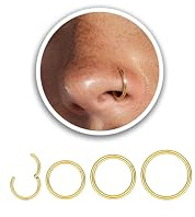 LOLIAS Nasenring Gold Silber Dünn Nasenpiercing Ring Titan für Damen Herren | 20G/18G Septum Piercing Tragus Daith Lippe Conch Rings Helix Piercing Ohr Nasen Piercing Ringe Schmuck 6/8/10/12MM