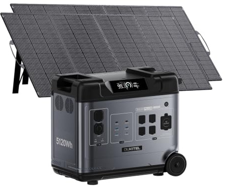 OUKITEL P5000 Plus Estacion de Energia Portatil 3600W con 2 Panel de 200W, 5120Wh Generador Solar, Batería LiFePO4, 15 Porte, Power Station para Camping, Caravana y Emergencias
