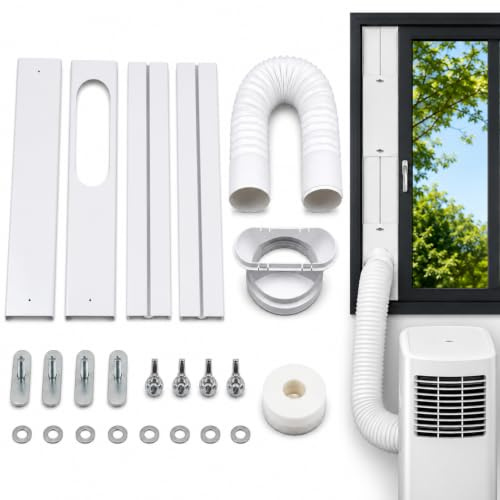 Kit de ventilation de fenêtre pour climatiseur portable, adaptateur universel et plaques d’étanchéité réglables, convient pour un tuyau de 130 mm/5,1 pouces, ensemble complet pour l’isolation et la