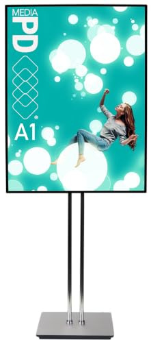 PDmedia LED Infoständer A1 Höhenverstellbar - Beleuchteter Plakatständer & Info-Aufsteller, LED Menüboard Bodenständer