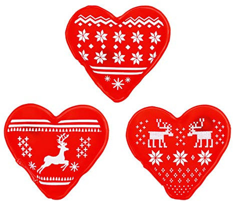 MC-Trend 3er Set Rentier Snowflake Handwärmer Taschenwärmer Herz für warme Finger gegen kalte Hände im Herbst und Winter, wiederverwendbar