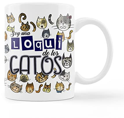 LINFORMAL TAZA PERSONALIZADA | SOY UNA LOQUI DE LOS GATOS | TAZAS ORIGINALES PARA REGALAR DE CÉRAMICA DE 350ML | AMANTE DEL MUNDO GATO