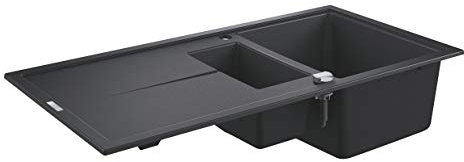 GROHE K400 - Kompositspüle (mit Abtropffläche, 100 x 50 cm, Geräuschreduzierungsfunktion), granit schwarz, 31642AP0