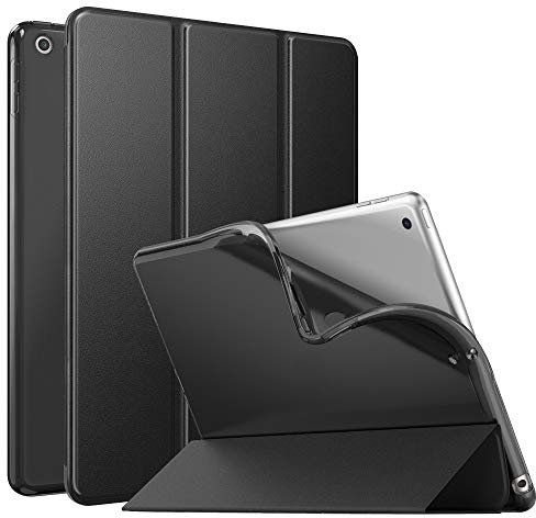 MoKo Case For New iPad 9th/8th/7th Gen Case (2021/2020/2019), Soft TPU Translucent Frosted Back Cover Slim Shell Protective Case with Stand for iPad 10.2 inch,Auto Wake/Sleep,Black