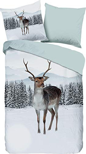Good Morning! Wendebettwäsche Paola Flanell hellgrau-braun-weiß Größe 135x200 cm (80x80 cm)