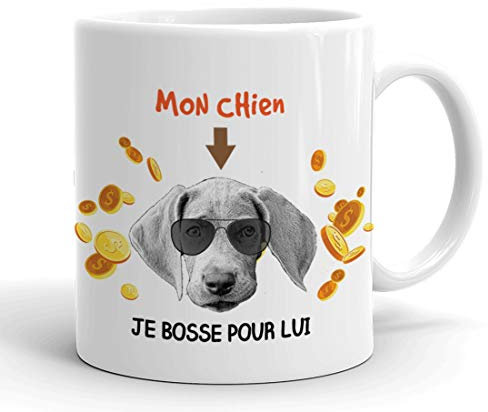 Mug Humour Chien -Je Travaille Dur Pour Mon Chien Je Bosse Pour Lui- Idée Cadeau Drole Rigolo Humoristique Petit Déjeuner Amusan