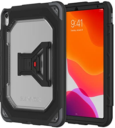 Griffin Survivor All Terrain Case Hülle für Apple iPad Air 10,9 (2020) - Designed nach US Militärstandard [Integrierte Displayschutzfolie I Standfunktion I Abnehmbarer Ständer] GIPD-023-BKG