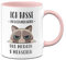 Tassenbrennerei Tasse mit Spruch Ich hasse Morgenmenschen und Morgen und Menschen - Kaffeetasse lustig mit Katze (Rosa)