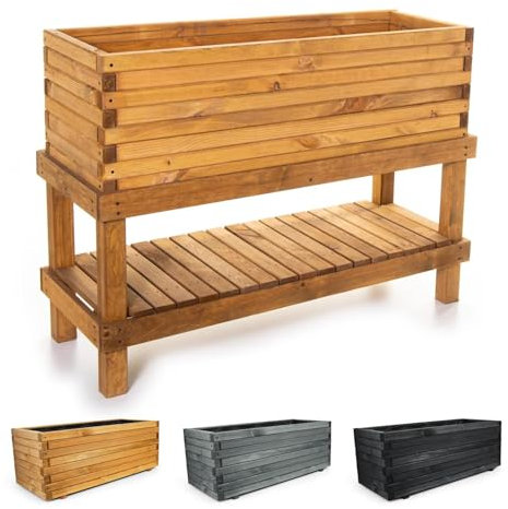 BooGardi Jardinière en bois - 10 tailles - 120 cm avec support - Jardinière surélevée - Jardin, balcon, terrasse - Jardinière pour fleurs, herbes, légumes, fruits