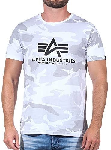 Alpha Industries Herren Basic T-Shirt, White Camo, M