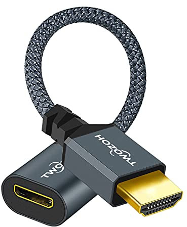 Twozoh HDMI Stecker auf Mini HDMI Buchse, Adapterkabel, Stecker HDMI auf Mini HDMI Buchse, Adapter (A Typ auf C Typ), 3D/4K, 1080p, HDMI 2.0 (20cm)