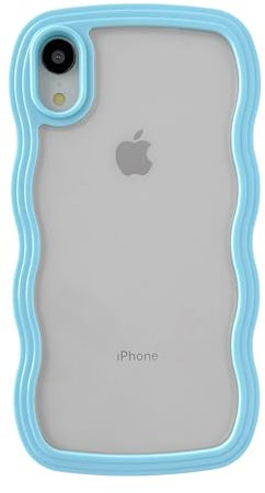 Caseative for iPhone Xr Case, Cute Curly Wave Frame Shape Shockproof Soft Compatible with iPhone Case (Blue,iPhone Xr)