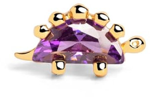 SINGULARU - Einzelner Ohrring Dino Stegosaurus Lavande. Sterlingsilber mit 18 kt Goldbeschichtung. Schmuck für Damen.