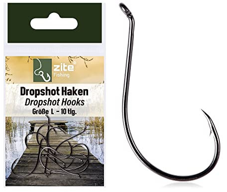 Zite Fishing Drop-Shot Angel-Haken – Finesse Hooks 10 STK Spitz & Robust – DS Rig Haken für Gummiköder und Naturköder (L)